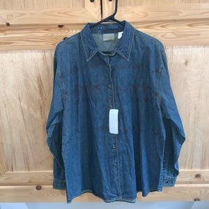 Wrangler VINTAGE “horse” rodeo western Yellowstone denim shacket shirt size XXL